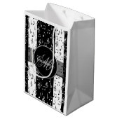 Monogram Black & White Musical Stripes Gift Bag 2 Medium Cadeauzakje (Achterkant Gekanteld)