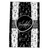 Monogram Black & White Musical Stripes Gift Bag 2 Medium Cadeauzakje (Achterkant)