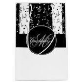 Monogram Black & White Musical Stripes Gift Bag 5 Medium Cadeauzakje (Voorkant)