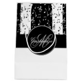 Monogram Black & White Musical Stripes Gift Bag 5 Medium Cadeauzakje (Achterkant)