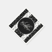 Monogram Black & White Musical Stripes Napkins Servetten (Hoek)