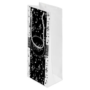 Monogram Black & White Musical Stripes Wine Bag 2 Wijn Cadeautas