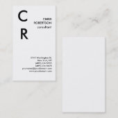 Monogram Black White Plain Visitekaartje (Voorkant / Achterkant)