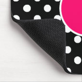 Monogram Black White Polka Dot Pattern Hot Pink Muismat (Hoek)