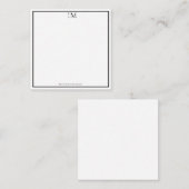 Monogram Black White Professional Elegant Notitiekaartje (Voorkant / Achterkant)