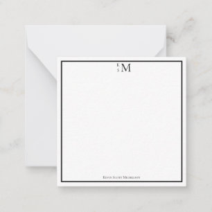 Monogram Black White Professional Elegant Notitiekaartje