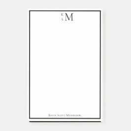 Monogram Black White Professional Elegant Post-it® Notes