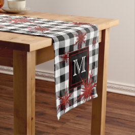 Monogram Black White Pset Red Glitter Snowflakes Medium Tafelloper