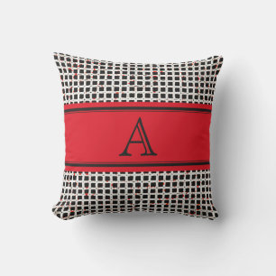 Monogram Black White Red Elegant Patroon Buitenkussen