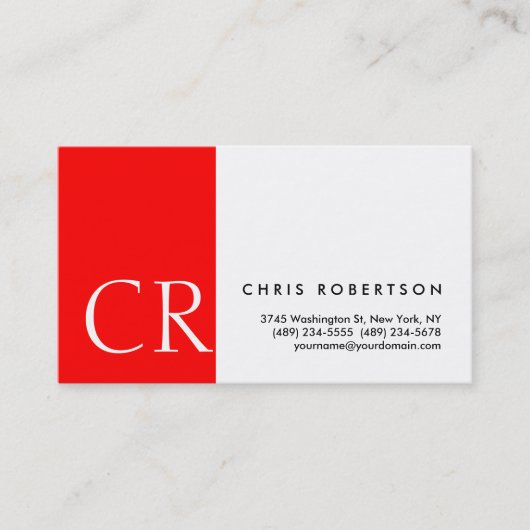 Monogram Black White Red Stripe Visitekaartje (Voorkant)