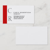 Monogram Black White Red Stripe Visitekaartje (Voorkant / Achterkant)