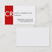 Monogram Black White Red Stripe Visitekaartje (Voorkant / Achterkant)