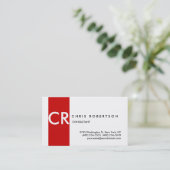 Monogram Black White Red Stripe Visitekaartje (Staand voorkant)