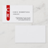 Monogram Black White Red Stripe Visitekaartje (Voorkant / Achterkant)