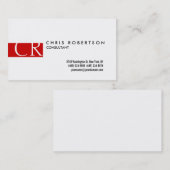 Monogram Black White Red Stripe Visitekaartje (Voorkant / Achterkant)