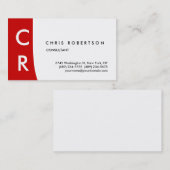 Monogram Black White Red Stripe Visitekaartje (Voorkant / Achterkant)