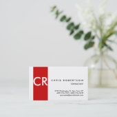 Monogram Black White Red Stripe Visitekaartje (Staand voorkant)