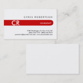 Monogram Black White Red Stripe Visitekaartje (Voorkant / Achterkant)