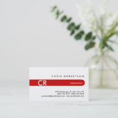 Monogram Black White Red Stripe Visitekaartje (Staand voorkant)