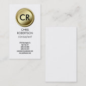 Monogram Black White Round Button Visitekaartje (Voorkant / Achterkant)