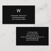 Monogram Black White Simple Minimalist Masculine Visitekaartje (Voorkant / Achterkant)