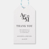 Monogram Black White Simple Weddenschap Bedankt Cadeaulabel (Voorkant)
