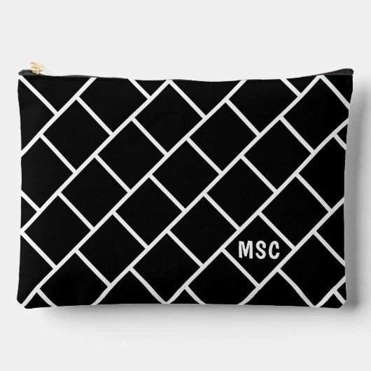 Monogram, Black & White Stylish Trellis Pattern Etui (Voorkant)