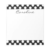 Monogram Black White Trendy Fun Polka Dot Pattern Notitieblok (Voorkant)
