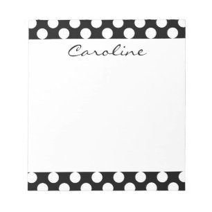 Monogram Black White Trendy Fun Polka Dot Pattern Notitieblok