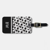 Monogram Black White Voetbal Pattern Bagagelabel (Voorkant horizontaal)