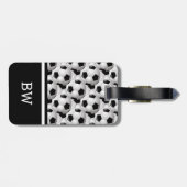 Monogram Black White Voetbal Pattern Bagagelabel (Achterkant horizontaal)