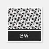 Monogram Black White Voetbal Pattern Servet (Voorkant)