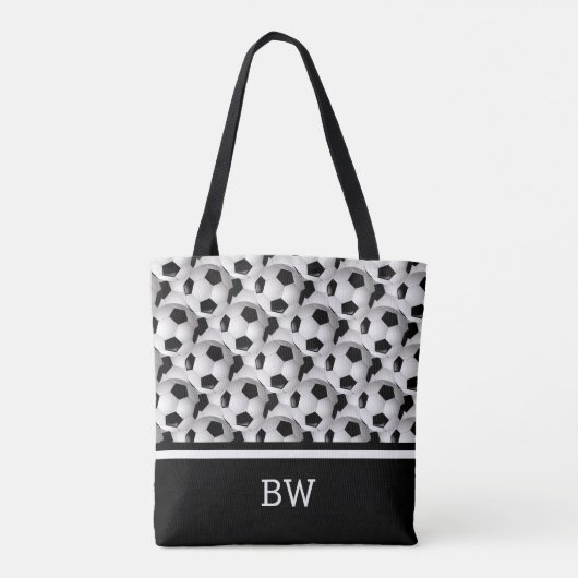Monogram Black White Voetbal Pattern Tote Bag (Achterkant)
