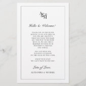 Monogram Black White Weddenschap Welkomstreisroute (Voorkant)