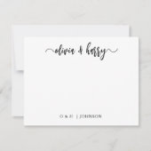 Monogram Black White Wedding Note Kaart Notitiekaartje (Voorkant)