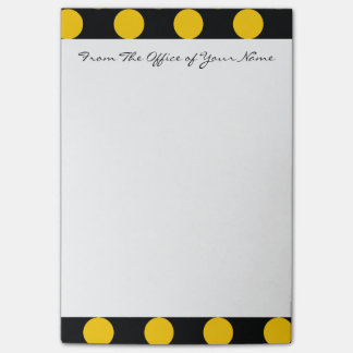 Monogram Black Yellow Chic Polka Dot Pattern Post-it® Notes