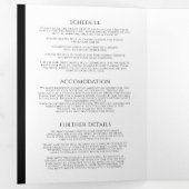 Monogram blad hart kunst zwart wit bruiloft drieluik uitnodiging (Binnenzijde eerst)