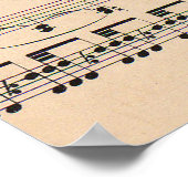 Monogram Blad Muziek Score Zwart-wit patroon Poster (Hoek)