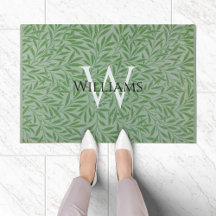 Monogram Blad William Morris Groene Bladeren Blauw