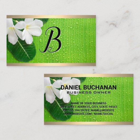 Monogram | Bladeren bloemen Visitekaartje (Voorkant / Achterkant)