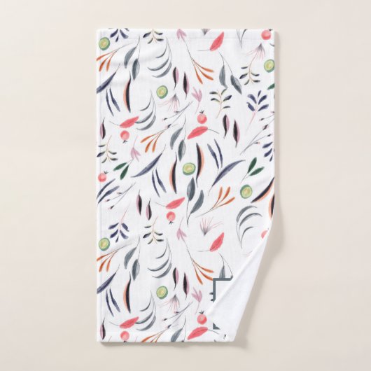 monogram bladeren en veren bad handdoek (Handdoek)
