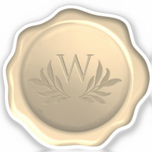 Monogram Bladeren Gouden Waszegel Geprägd Loofwerk Sticker