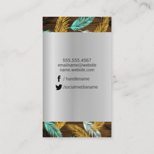 Monogram / bladeren houtversiering / palmblad visitekaartje (Achterkant)