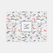 Monogram bladeren patroon fleece deken (Voorkant (Horizontaal))