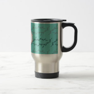 monogram & bladeren reisbeker