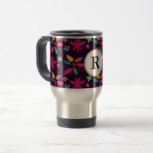 monogram & bladeren reisbeker (Voorkant links)