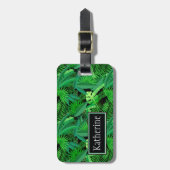 Monogram bladeren van tropische palmbomen bagagelabel (Voorkant verticaal)