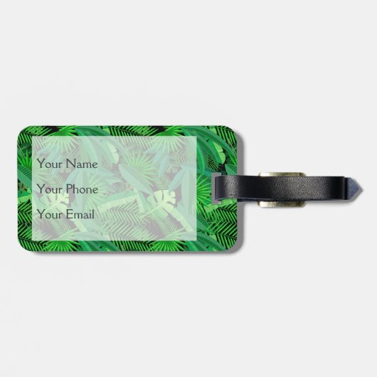 Monogram bladeren van tropische palmbomen bagagelabel (Achterkant horizontaal)