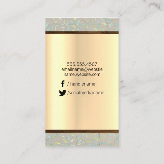 Monogram / Bladerhout / Natuurlijke sierstrip Visitekaartje (Achterkant)