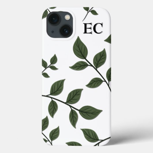 Monogram Bladertakken met Groene Bladeren Case-Mate iPhone Case (Achterkant)